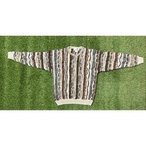 VTG Florence Tricot Sweater Mens M 3D Knit Colorful Textured Coogi Style 483